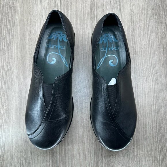 Dansko Arden Clog Shoes Women 37 Slip-on Round Toe Cushioned Leather Black - Picture 3 of 13